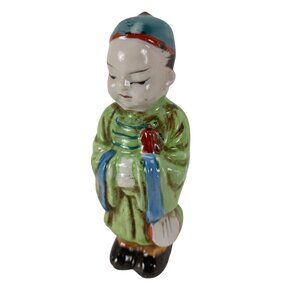 Boy Holding A Musical  Instrument Figurine Made In Occupied Japan Vintage